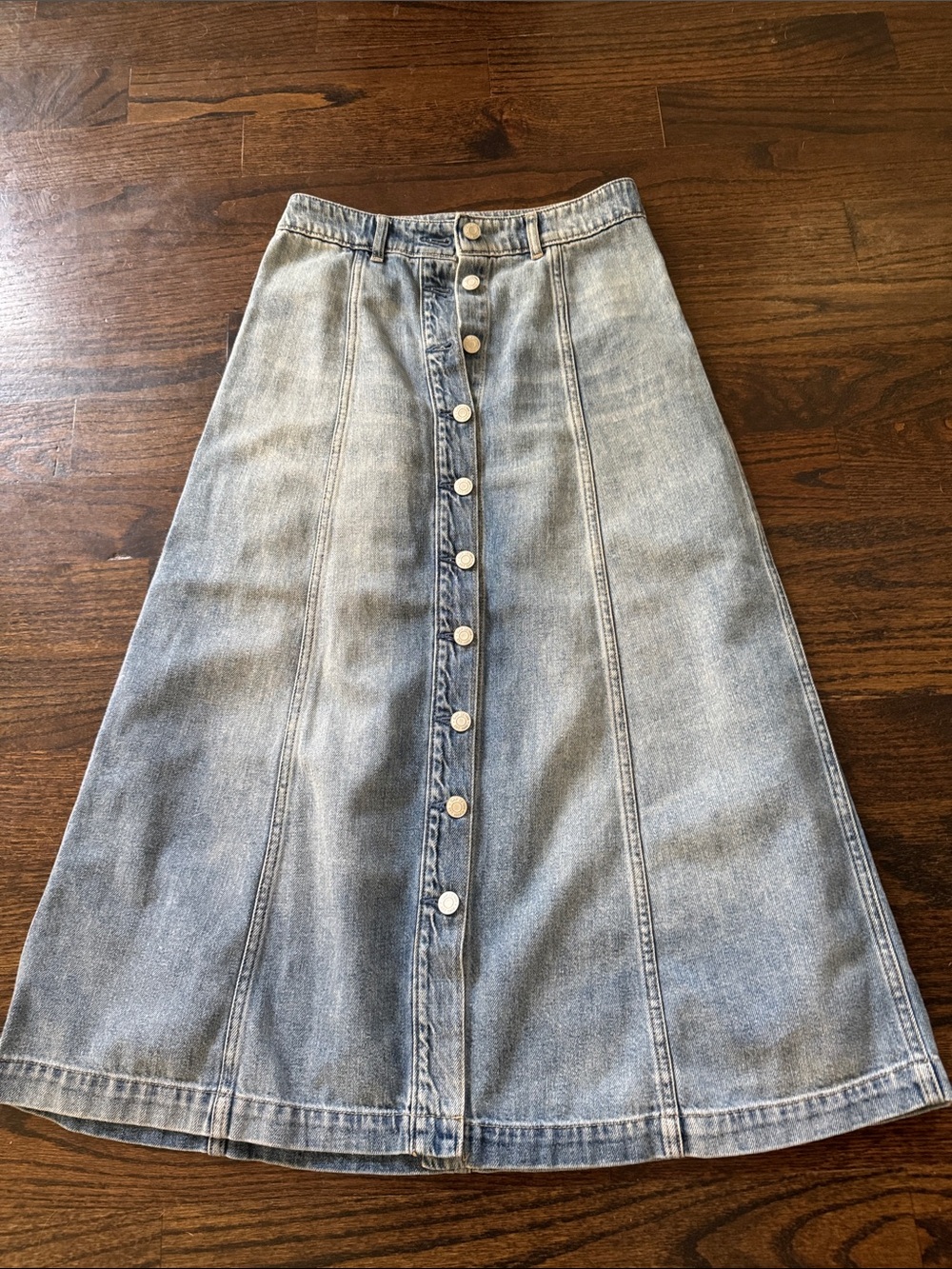 GAP Light Blue Button-Front A-Line Denim Skirt